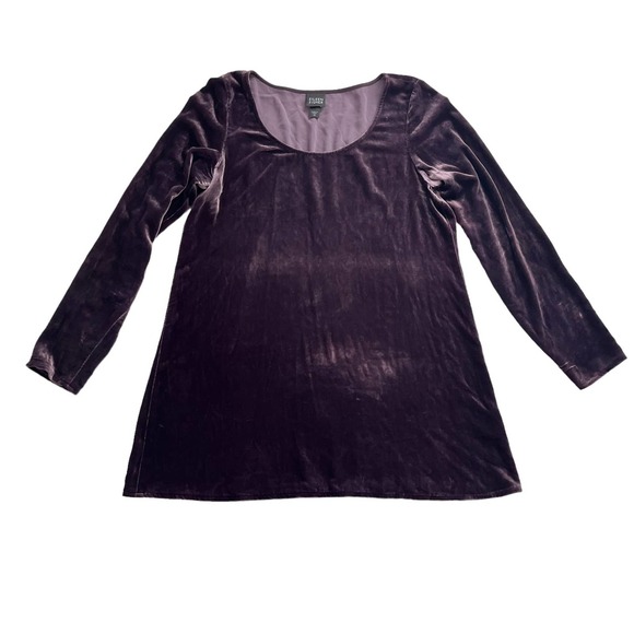 Eileen Fisher Scoop Neck Velvet Long Sleeve Tunic Top Women Size S-XS - Picture 5 of 16